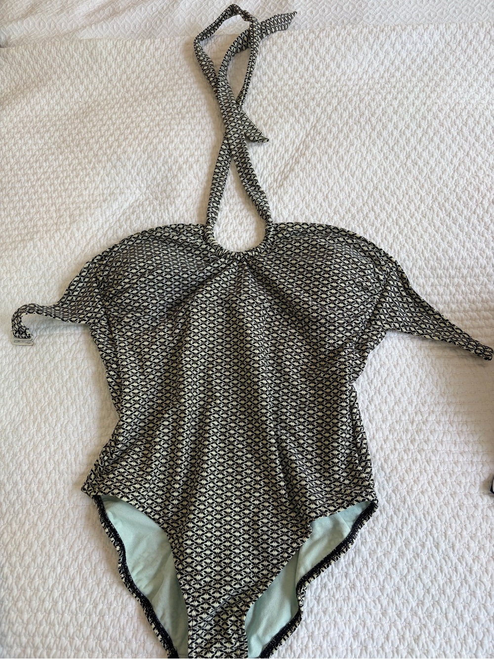 Cream, black and brown-Patterned One-Piece Swimsuit -Garnet Hill